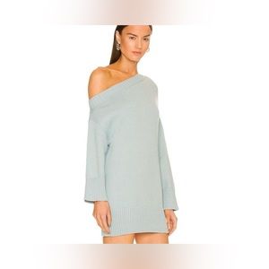 NWOT Small Song of Style Ailey Off The Shoulder Knit Dress in Pale Blue